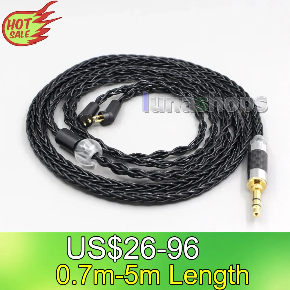 

LN006578 2.5mm 4.4mm XLR 8 Core Silver Plated Black Earphone Cable For Etymotic ER4B ER4PT ER4S ER6I ER4 2pin