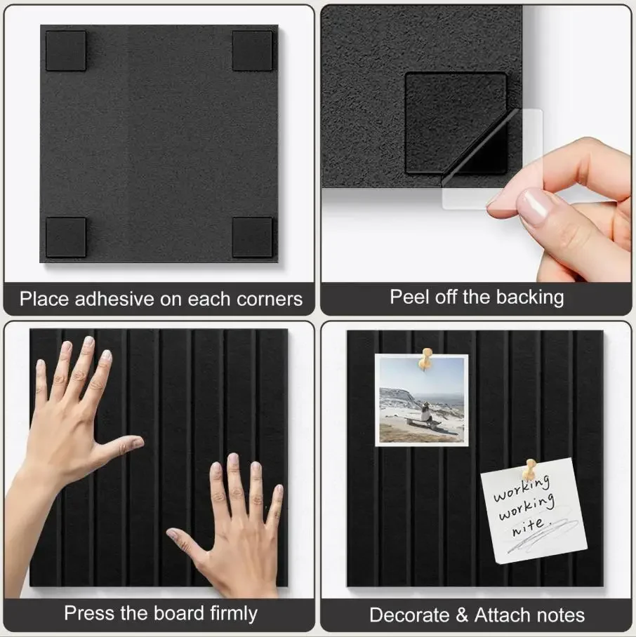 6PCS+35PCS Pushpins Soundproof Acoustic Felt Wall Panels Decorative 24x24CM Bulletin Cork Tiles Pin Boards Tiles for Home Decor