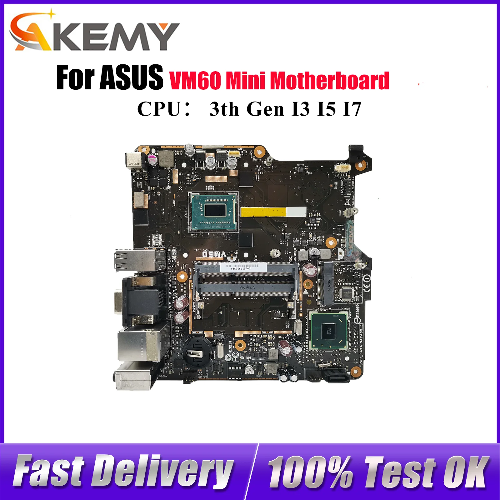 

Материнская плата для ноутбука VM60 для ASUS VivoMini VM60, материнская плата для ноутбука с процессором I3 I5 I7, 100% тестирование, ОК, быстрая доставка, высокое качество