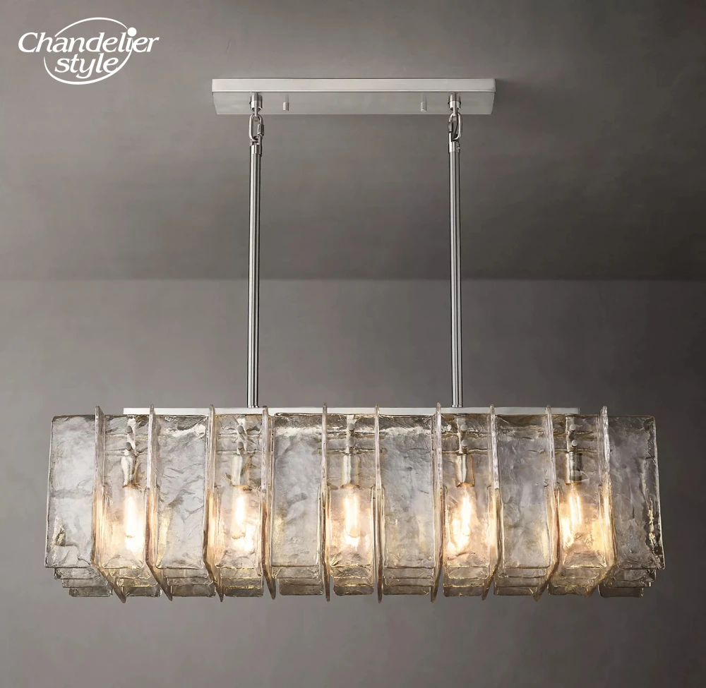 Lattice Chandeliers Modern Retro LED Rectangular Glass Brass Chrome Black Lamps Living Room Dining Room Farmhouse Lights Fixture