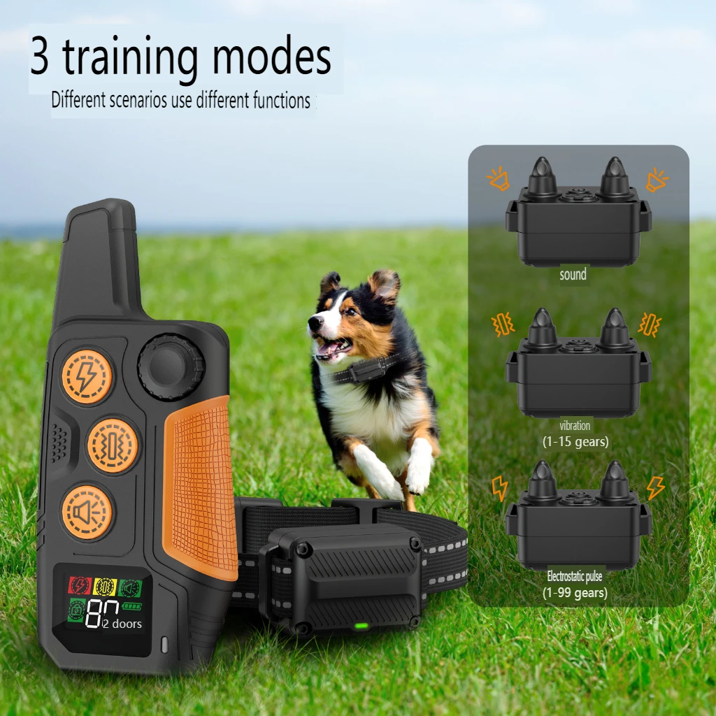 

New 600M Electric Dog Training Collar with Remote, Pet Bark Stop Collar, LED Display Rechargeable Waterproof Training Dog Collar