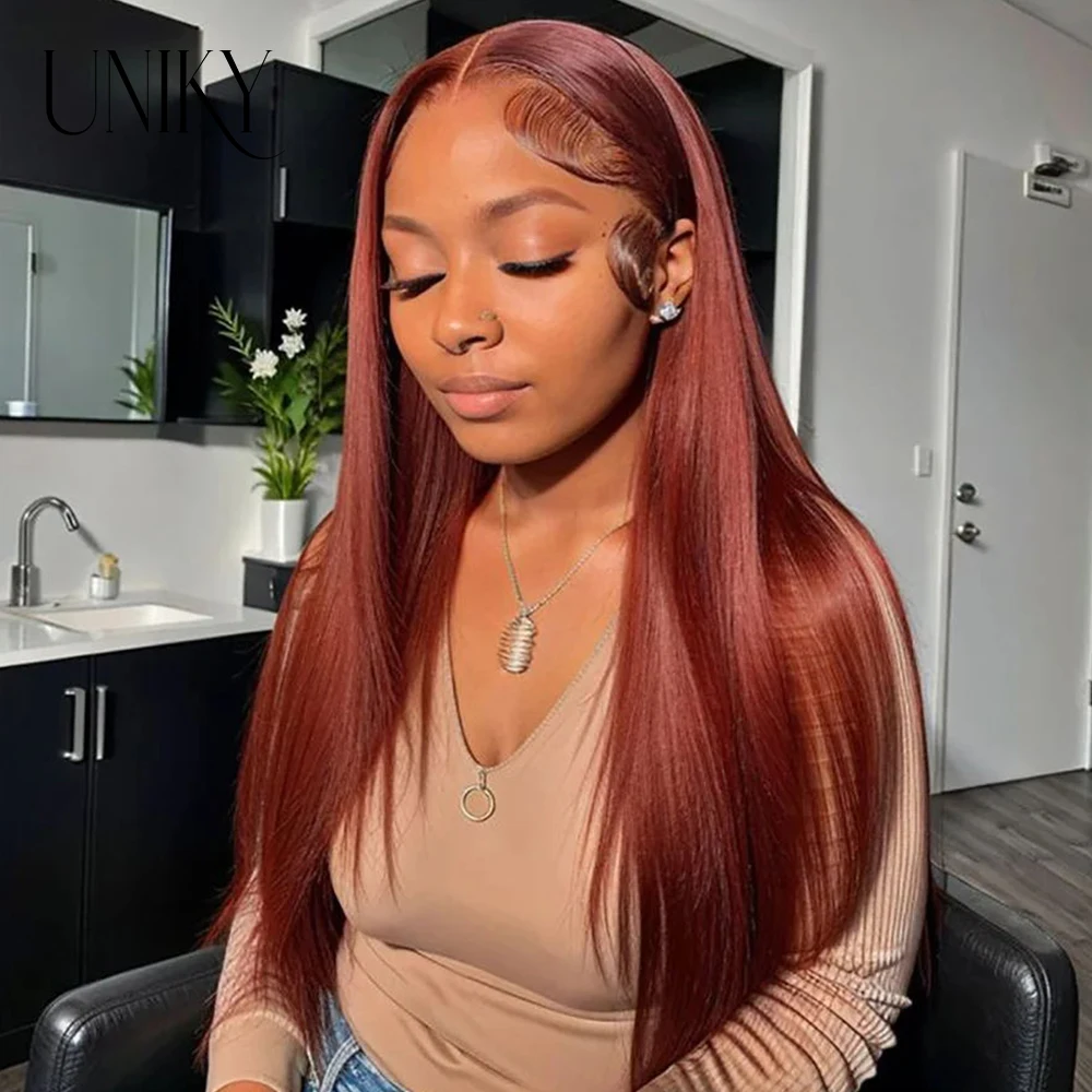 HD 200% 26 28 Inch Reddish Brown Bone Straight 13x4 Wig Human Hair Lace Front Wig Color 13x6 Lace Front Wig For Black Women