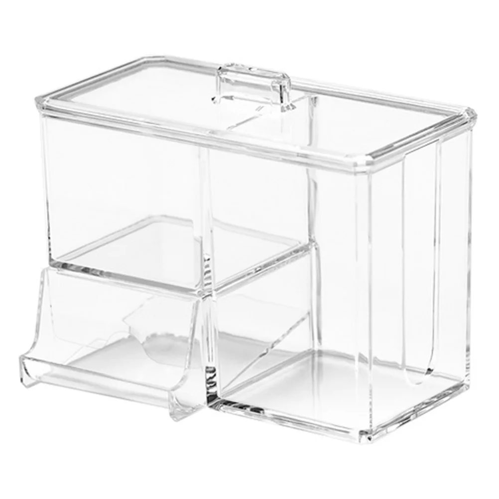 

Clear Makeup Storage Box with Protective Lid Dust Moisture Resistant Transparent Design Space-saving Multi-layer for Bathroom