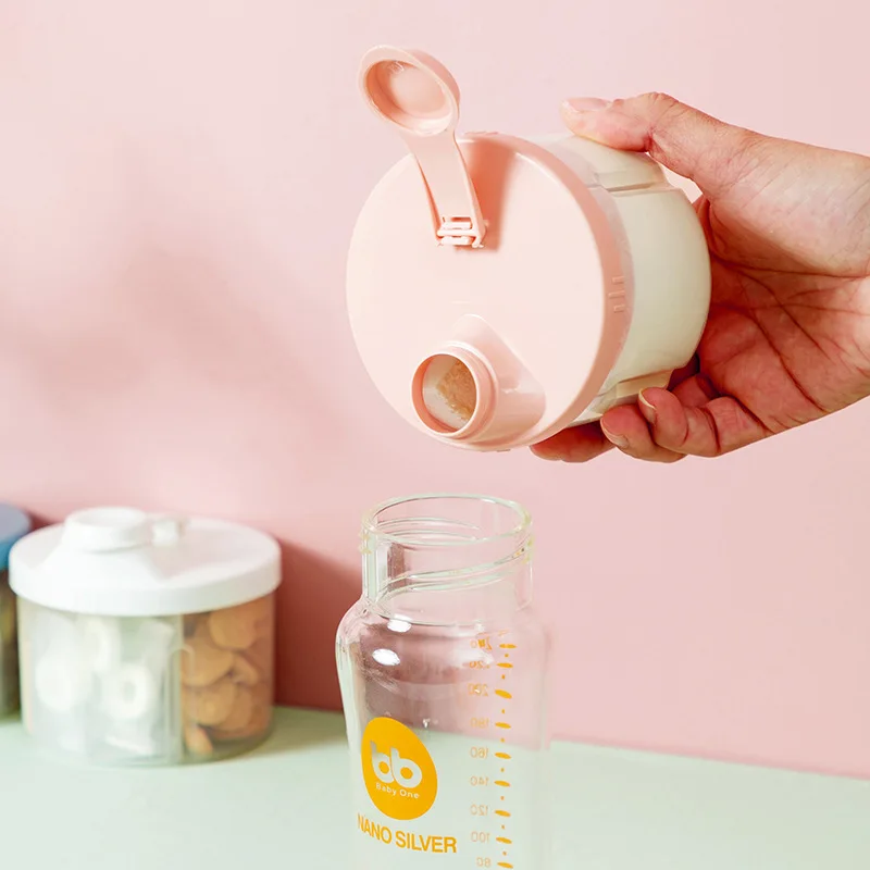 Caja de almacenamiento de alimentos para bebés con 4 compartimentos, contenedor portátil de leche en polvo para recién nacidos, cosas para bebés, vasos de aperitivos infantiles, dispensador de fórmula