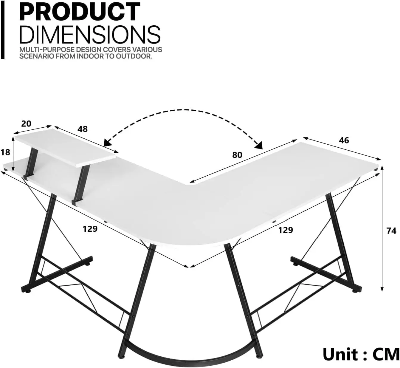 L Shaped Gaming Desk Computer Corner Desk Home PC Desk, Office Writing Workstation with Large Monitor Stand