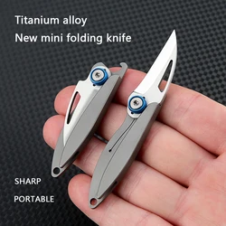 2024 New Titanium Alloy Folding Knife Multi Functional Sharp Mini Knife Portable Bottle Opener Keychain Box Opening Knife