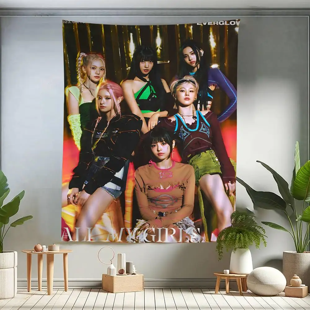 Female singing group E-EVERGLOW-W Printed Large Wall Tapestry Art Science Fiction Room Home Decor Decor Blanket