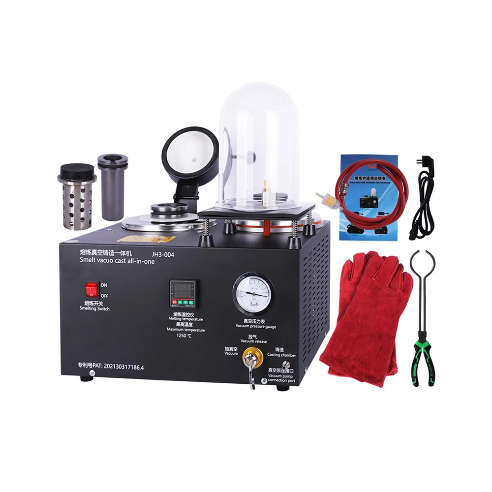 Podofo 2L Digitale Display Vacuümgietoven 3CFM 1/2PK Juwelierspuntlasapparaat Hoge Temperatuur Goud Zilver Smeltende Vacuümmachine - afbeelding 2