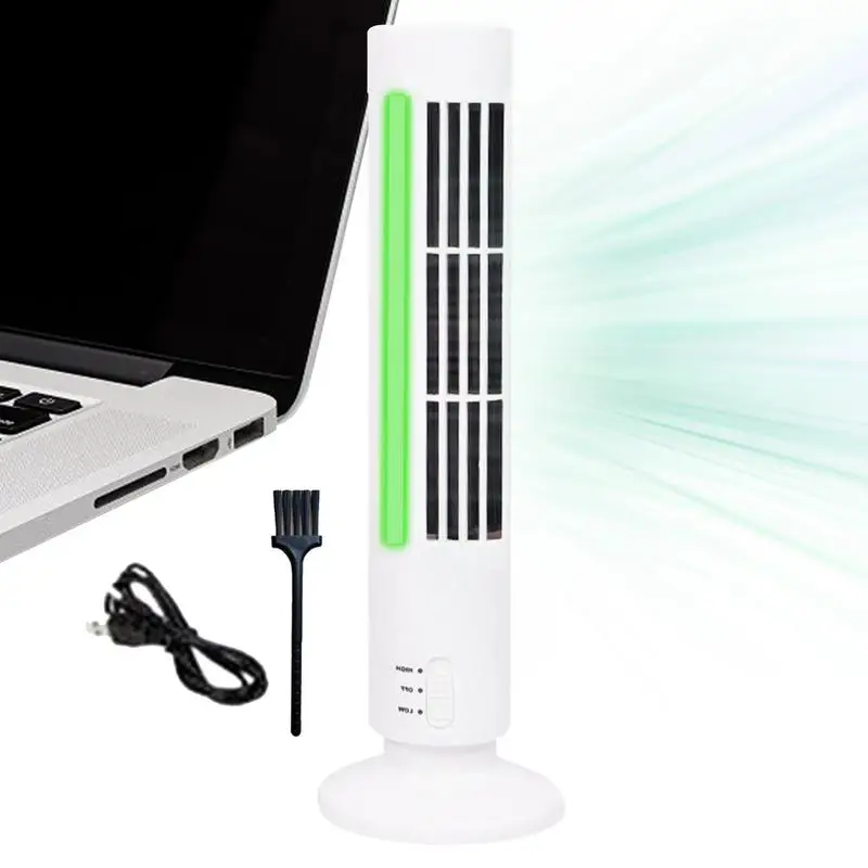 Mini Tower Fan With LED Light 360 Degree Rotation Cooling Fan Electric Vertical Fan Portable Air Conditioner For Work Area