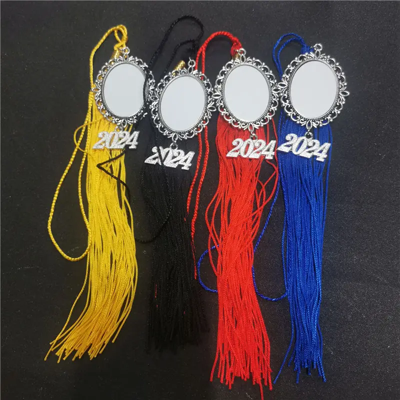 

sublimation blank 2024 graduation big oval tassels charms 20pieces/lot