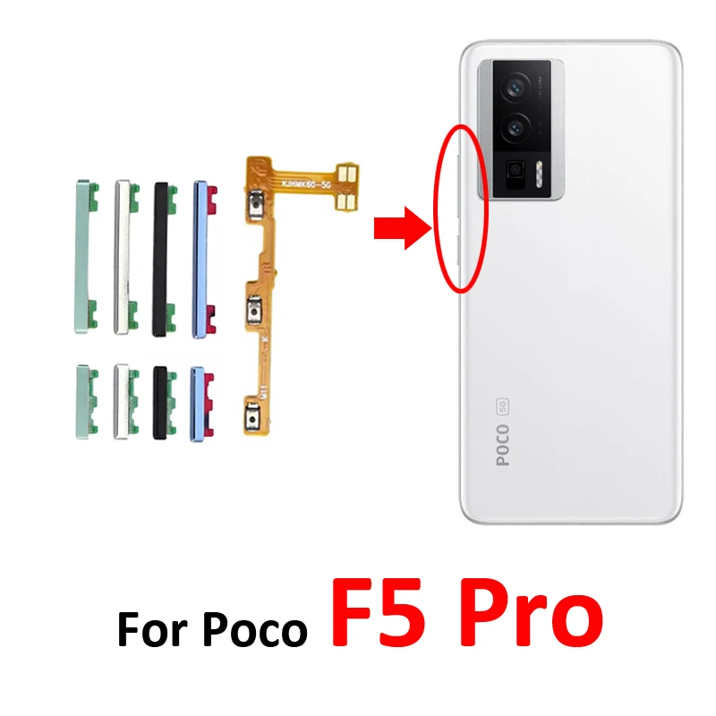 

For Xiaomi Poco F5 Pro New Power Volume Side Button On Off Up Down Key Internal Switch Flex Cable Replacement Part For F5 Pro