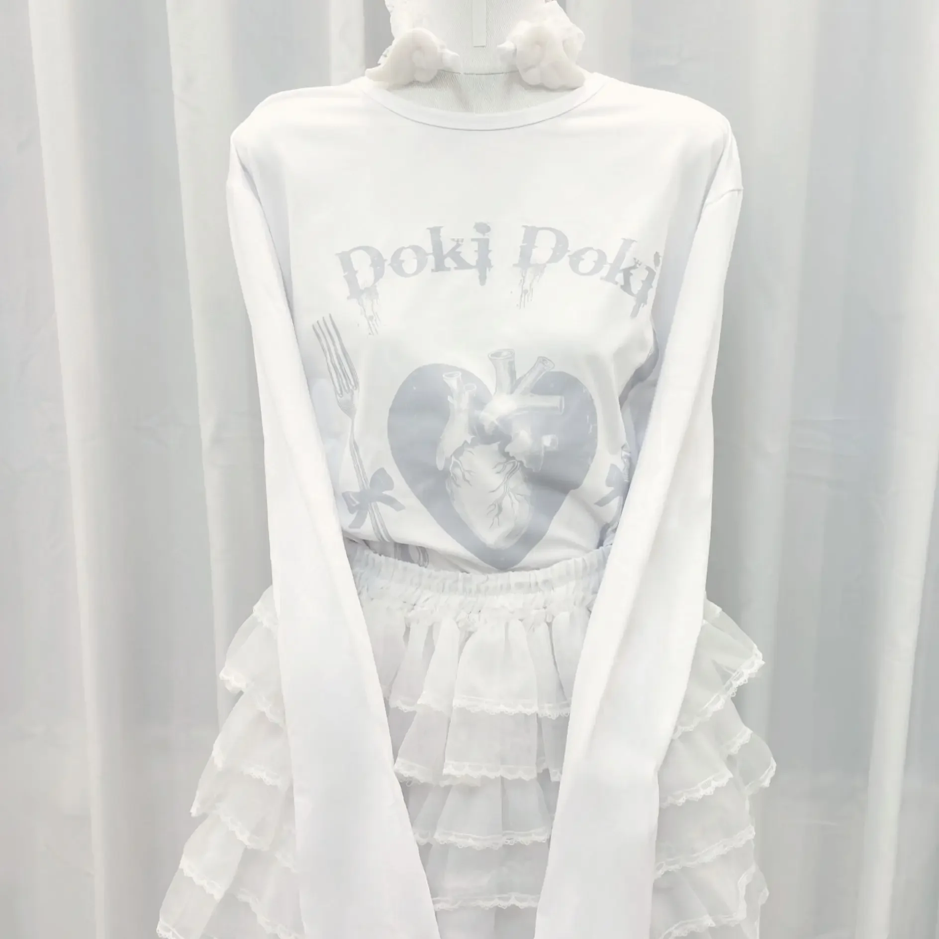 Y2k Harajuku المرأة تي شيرتات طويلة الأكمام عادية س الرقبة طباعة سليم صالح تيز ثقافة فرعية الشارع الشهير الجرونج الجمالية الأساسية القمم