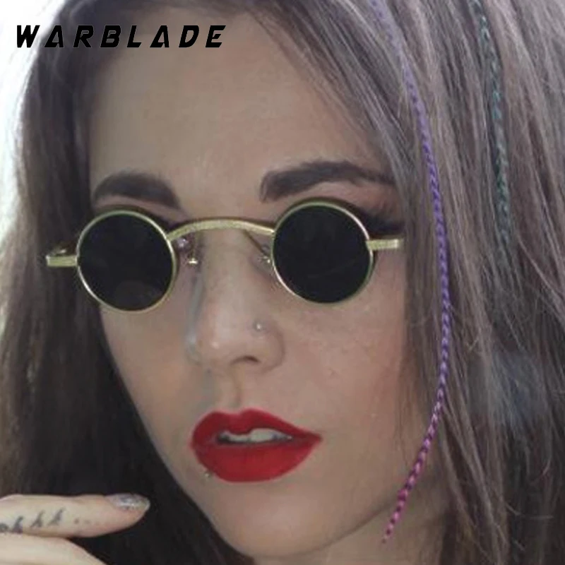

Vintage Punk Hip-Hop Small Round Metal Frame Women's Sunglasses Trend Design Brand Men Sunglass Party Summer Travel Shades UV400