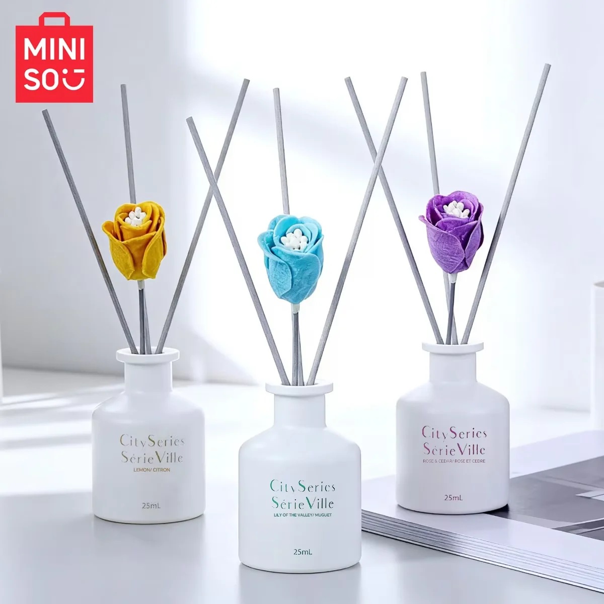 Miniso City Series Flameless Home Fragrance Room Flameless Freesia Jasmine Fragrance Oil Diffuser Stick Home Room Air Freshener