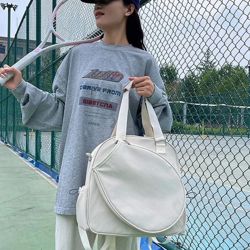 عالية الجودة المرأة سعة كبيرة سستة مضرب تنس حبال الرياضة مبطن حقيبة كرة البيسبول سعة كبيرة حقيبة القماش الخشن #3