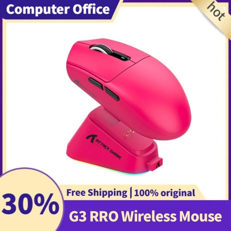 Attack Shark G3PRO 1000hz Wireless Tri-Mode Mouse PAW3311 25000DPI RGB Magnetic Charging Base 500mAh Custom Wired Gaming Mouse