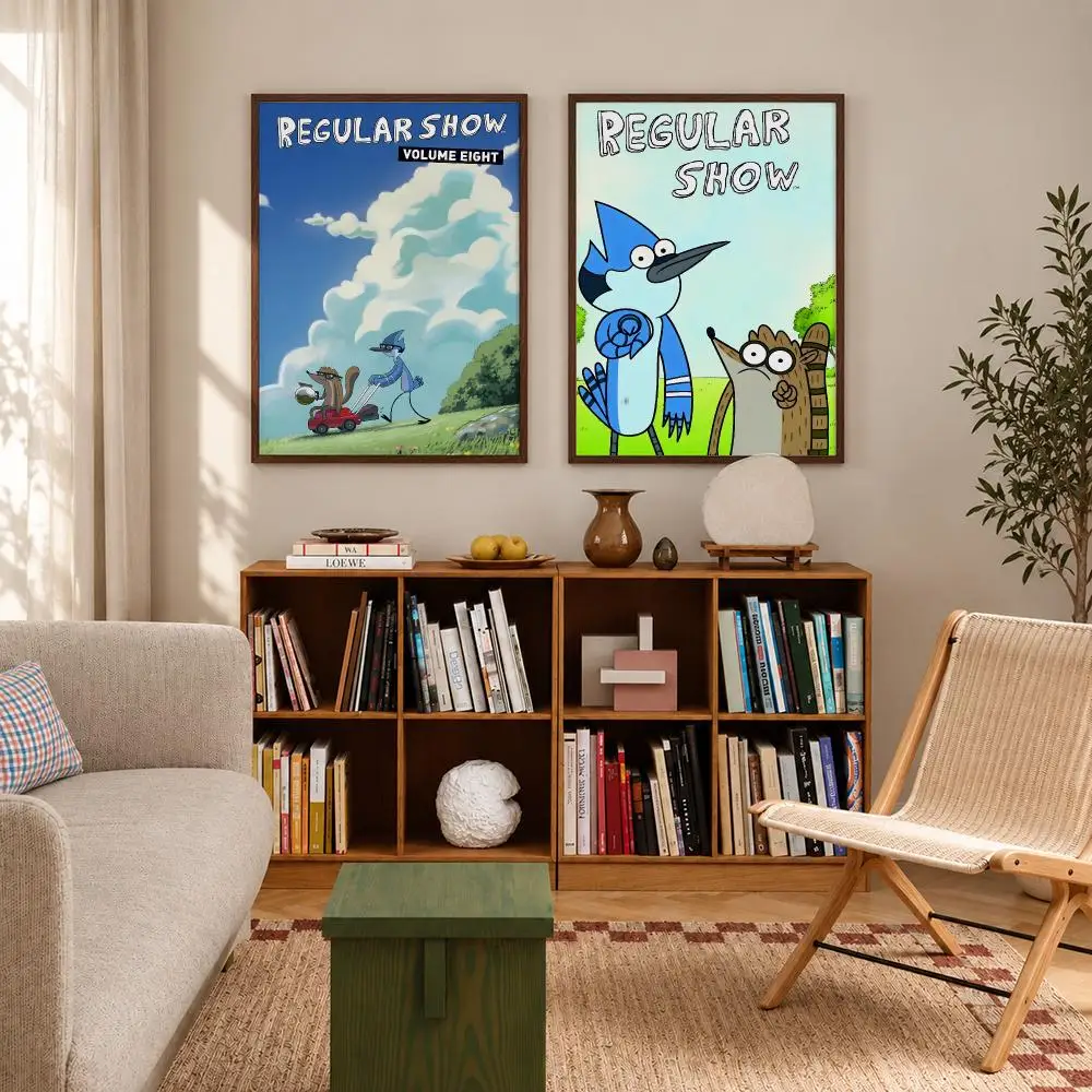 Funny Adventure Cartoon Regular Show Poster Self‑Adhesive Waterproof Poster Sticker Coffee House Bar Wall Art Home Decor