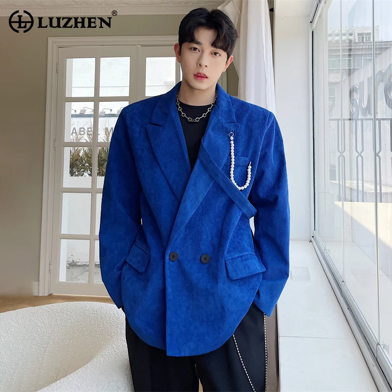 

LUZHEN Original Design Corduroy Suit Coat Men 2024 New Fashion Street Elegant Casual Blazer Jacket Korean Trendy Clothes LZ1391