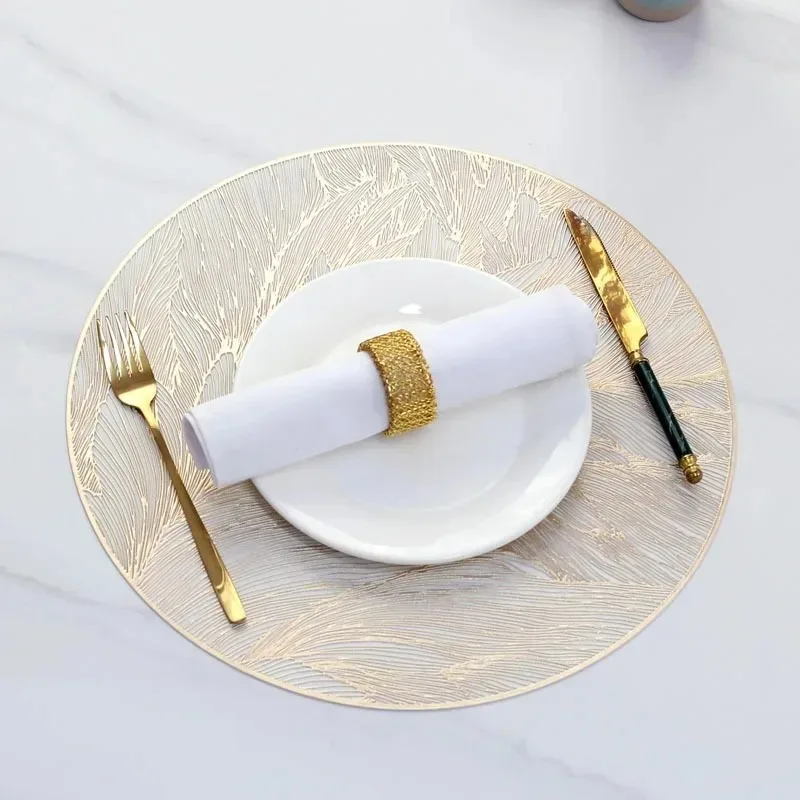 Placemats Set of 1/4Pc Light Luxury Placemat Table Mat Wide Application PVC Table Decor Round Protector Mat Heat Resistant Pad