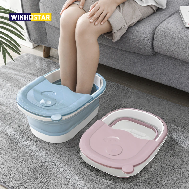 WIKHOSTAR Foldable Footbath Bathroom Foot Soaking Bucket Plain Foaming Massage Bucket Folding Sauna Bathtub Pedicure Bath