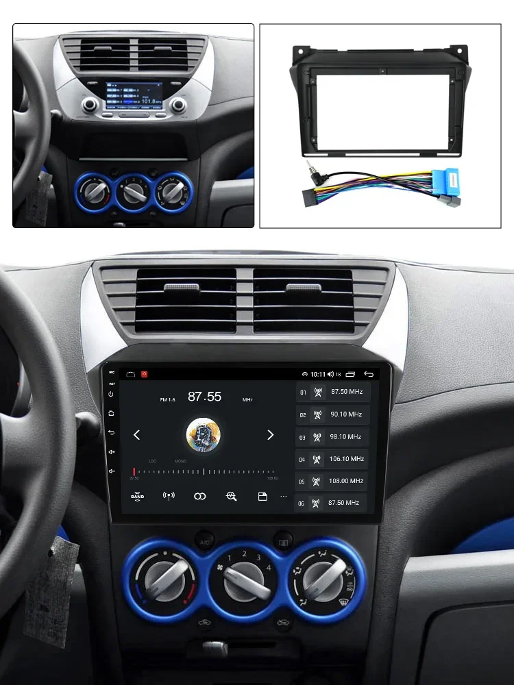 For Suzuki Alto 2009-2016 9inch Car Radio Panel Kit Power Cable Car Accessories Central Control Multimedia Bezel Frame Panel