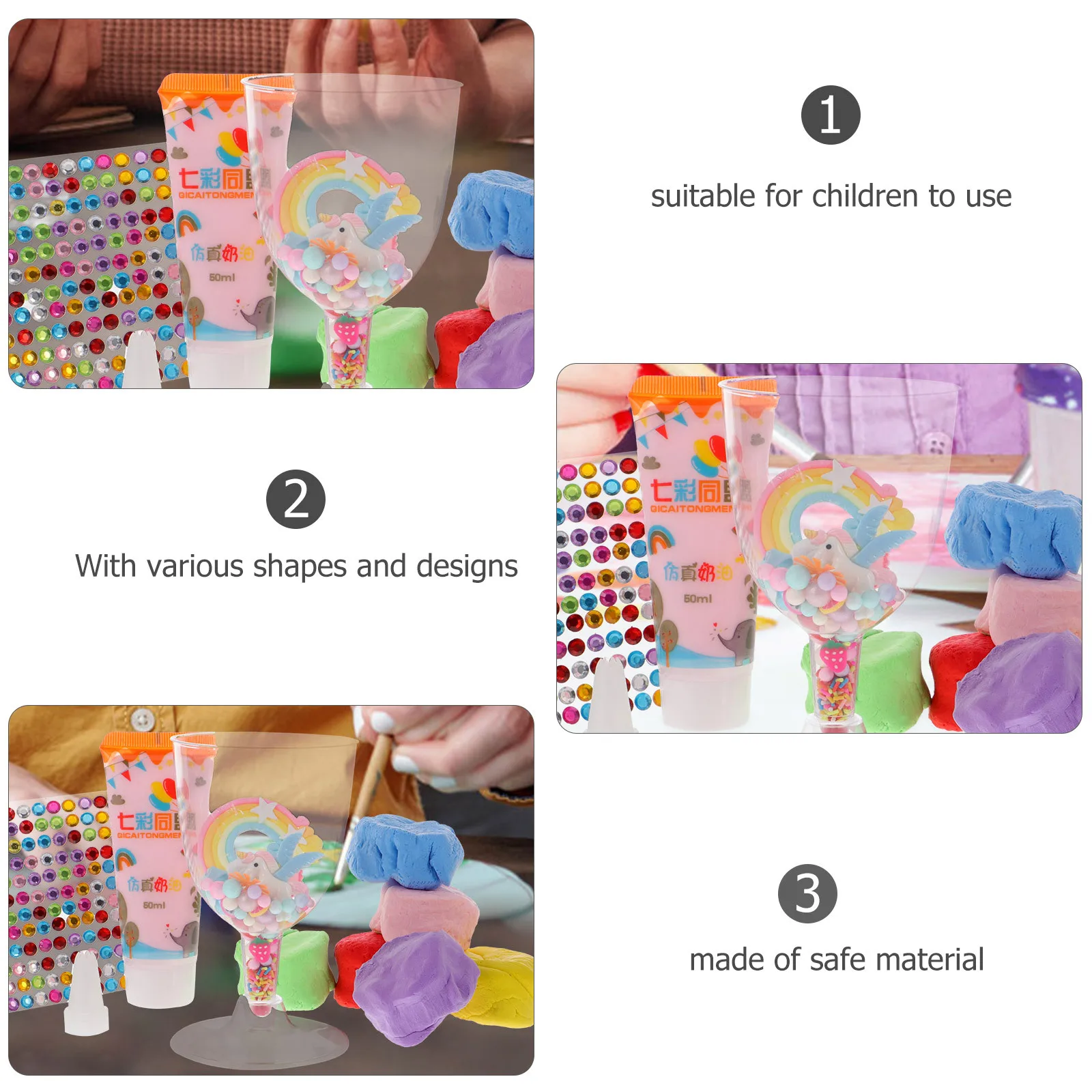 1 ensemble enfants bricolage argile matériel crème Dessert crème glacée tasse Kit à la main artisanat éducatif modélisation argile ensemble enfants jouets faits à la main