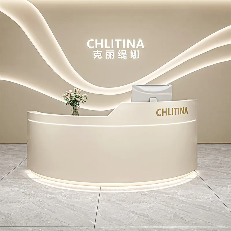 White Hallway Reception Desk Office Hairdressing Store Counter Reception Desk Industrial Mostrador De Tienda Modern Furniture