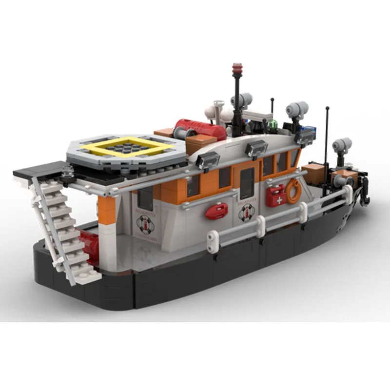 601PCS MOC-61813 Coast Guard Boat Building Blocks Ship DIY Architecture Model Enlightenment Toy Brick Children's Birthday Gift