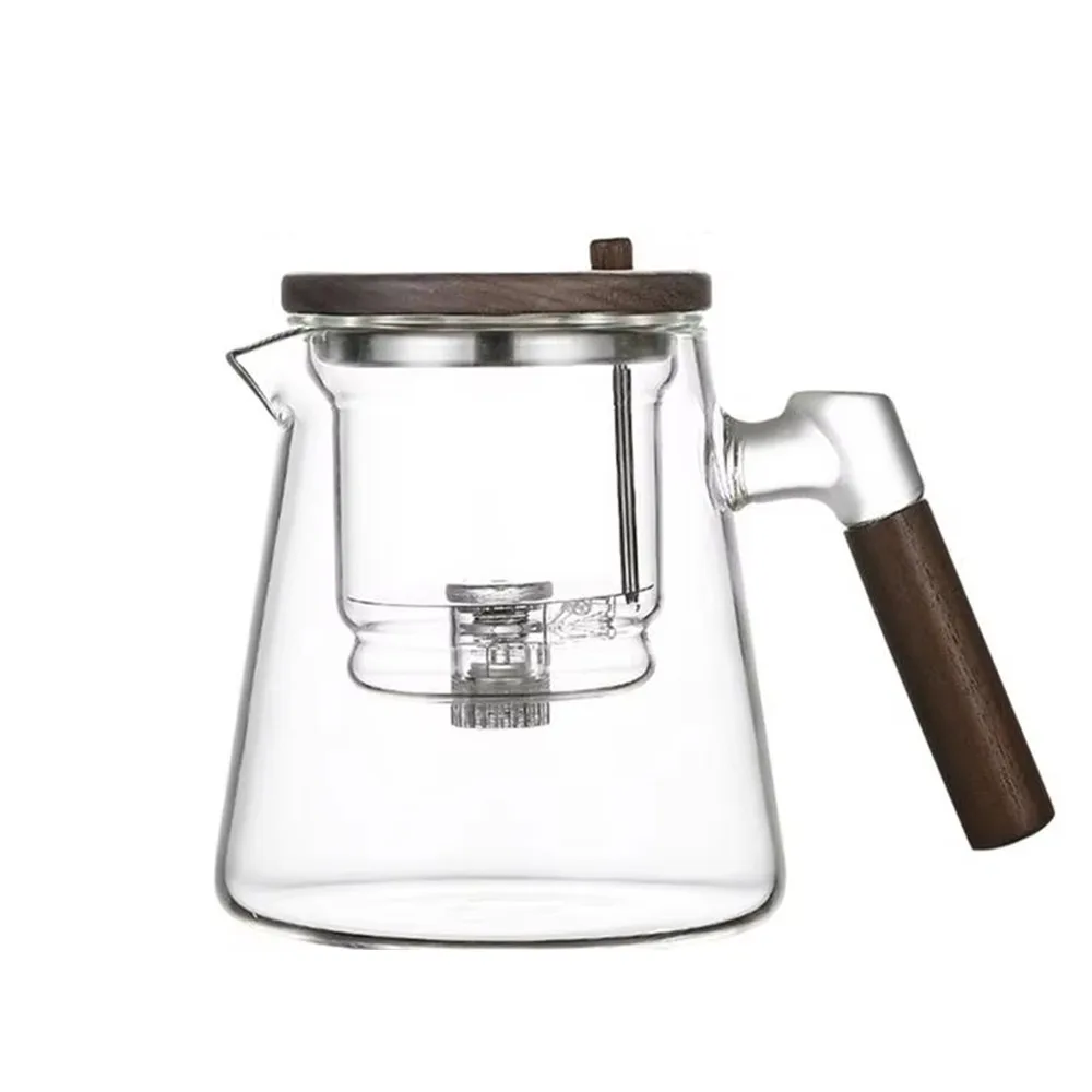 650ML Magnetic Switch Tea Pot Glass Water Separation Design Separation Teapot Dividing Structure Filter Function Glass Teapot