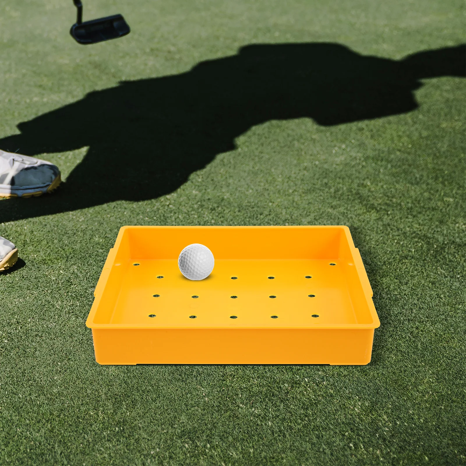 

Golf Ball Tray Large Capacity Bright Yellow ABS Plastic Ball Holder Practice Tray for Golf Training and Driving Range