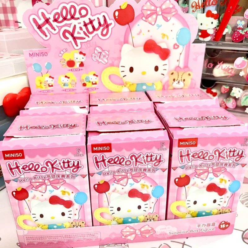 

В наличии, натуральный воздушный шар Hellokitty, праздничная серия, слепая коробка, Kawaii, украшение для куклы Hello Kitty, Kawaii, загадочная коробка, игрушки, подарки