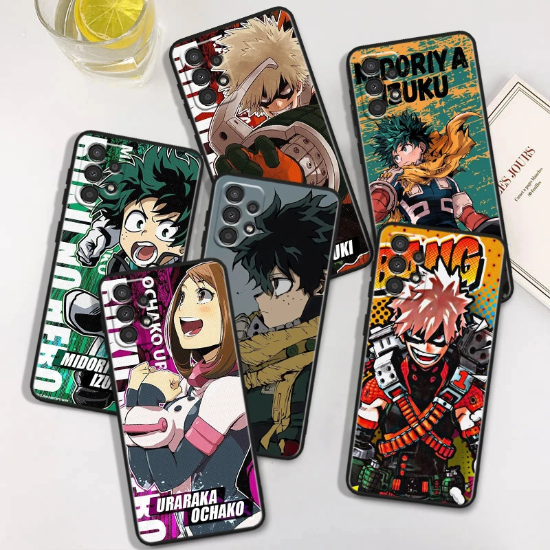 My Hero Academy Character Phone Case For Samsung A34 35 42 50 51 52 53 54 A55 A60 A70 A71 A72 A73 A80 A81 A90 A91 Black Cover