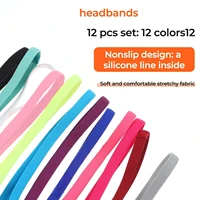 12 Pcs Thin Elastic Headbands Non Slip Sport Sweatbands for Running Soccer Basketball Cycling Workouts Gym Tennis Hiking Volleyb 3