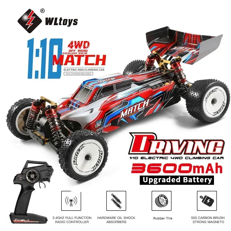 Wltoys 104001 RTR 1/10 4WD RC Car 2.4G Remote Control Racing Car Drift 45km/h High Speed Off-Road Climbing Metal Vehicles Toys