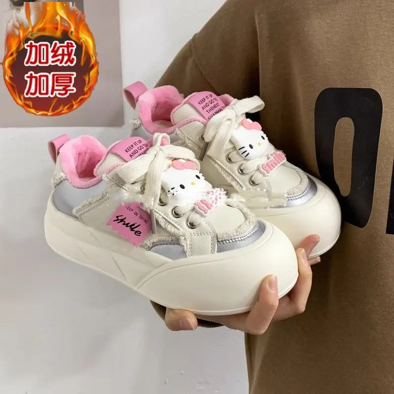 

Sanrio Hello Kitty New Sneakers Women's Laced Up Trainers Teenager Girls Patchwork Sports Shoes Thick Board Shoes Casual Shoes