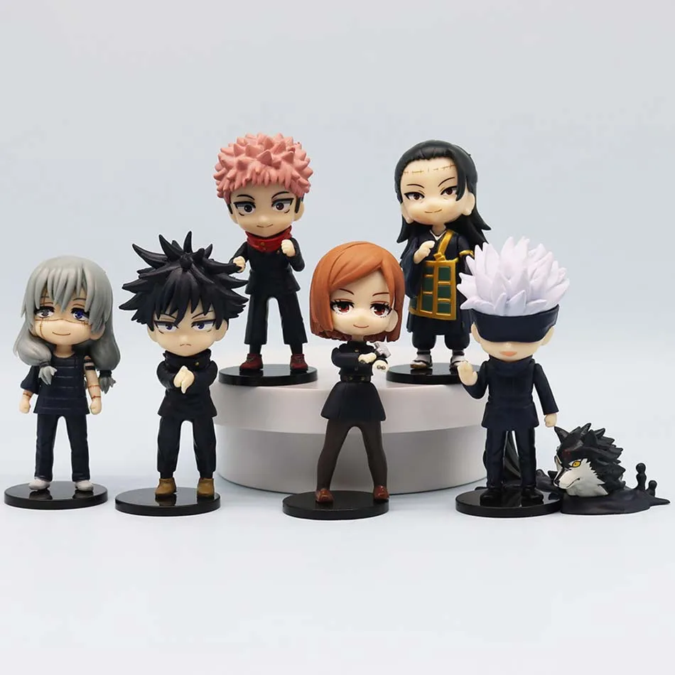 7 Pcs/Pack Q Posket Jujutsu Kaisen 9cm Figure Satoru Gojo Itadori Yuji Geto Suguru Nobara Megumi Collection Character Ornaments