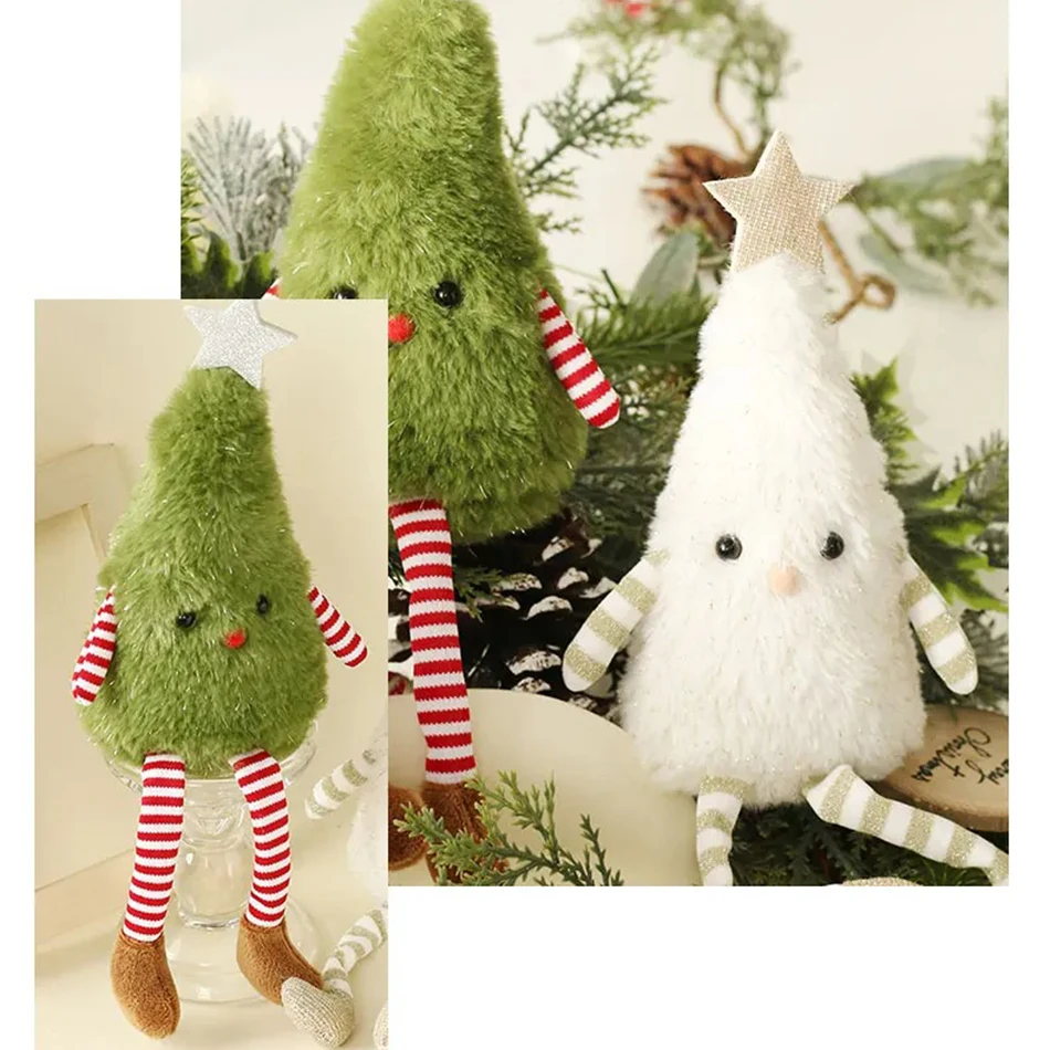 Decoraciones navideñas, lindo muñeco de árbol de Navidad de peluche, decoración de muñeca de fiesta en casa