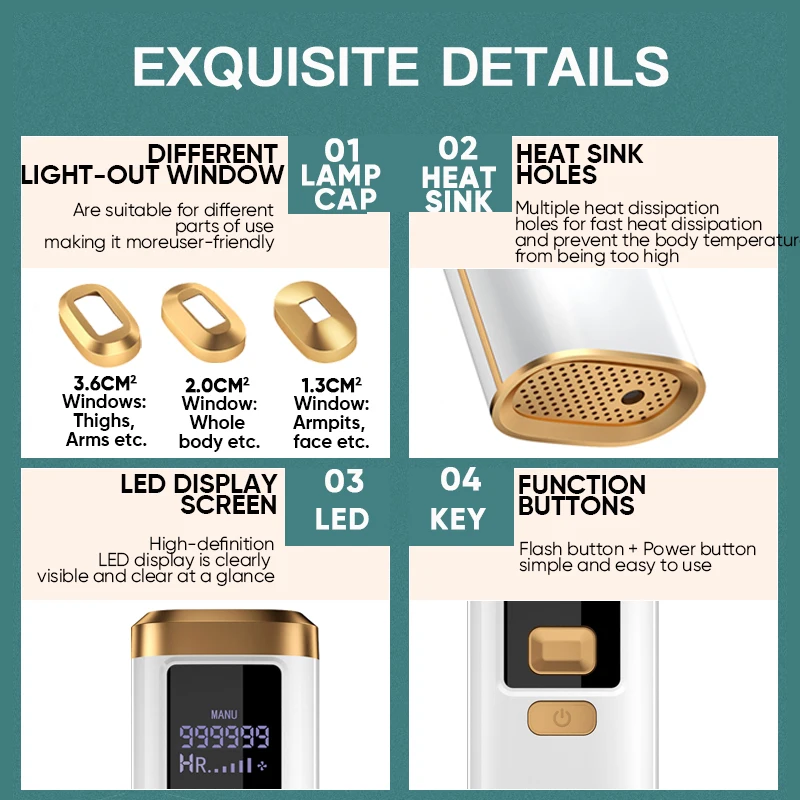 Portable Laser Epilator 999900 Flashes Permanent IPL Hair Removal 3 Light-out Window Painless Hair Remove Home Used IPL Epilator view 4