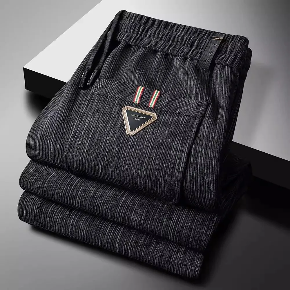 Pantalones de chándal de pierna recta con forro Thiened Fce para hombre, pantalones deportivos informales, pantalones drapeados sueltos y pesados para otoño e invierno