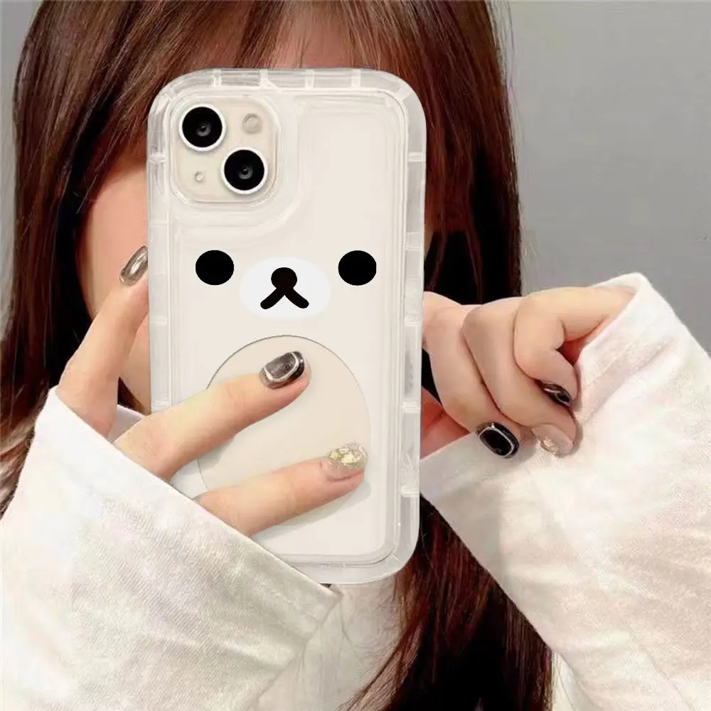 Fashion Cute Cartoon Rilakkuma Bear Clear Case for Samsung Galaxy S10 S20 S20 S21 S21 S22 S23 S24 S25 Ultra Plus 5G Airbag Cover