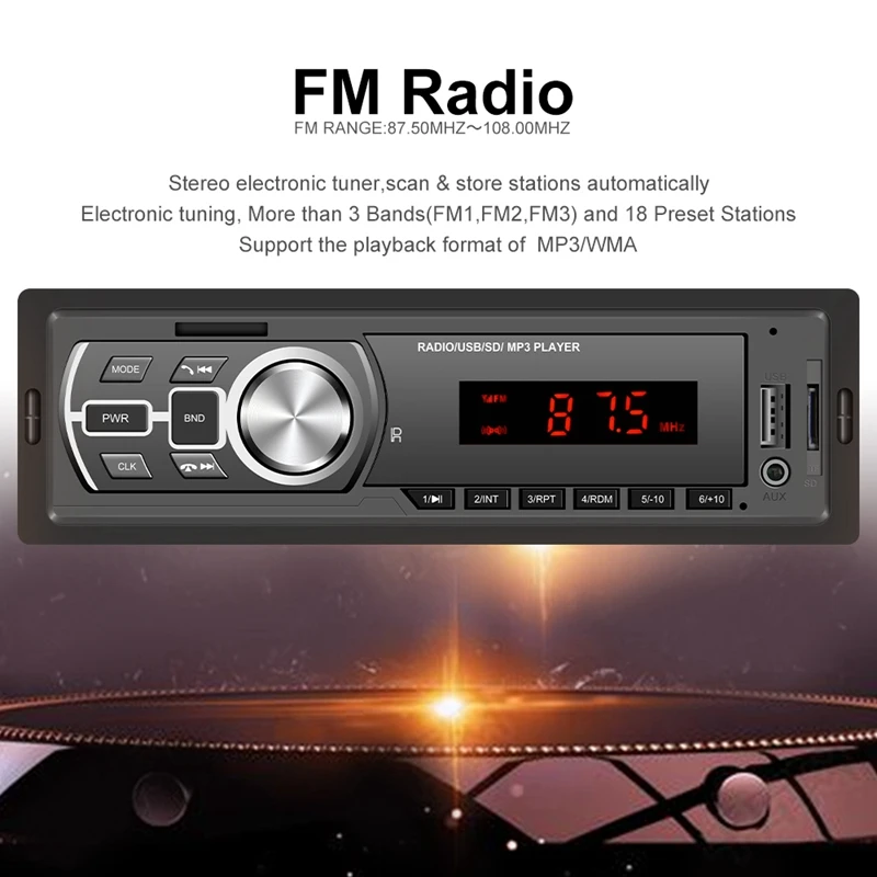 Автомобильный мультимедийный плеер 12 в, стерео-система 1 Din с поддержкой Bluetooth, FM, Aux, SD, USB