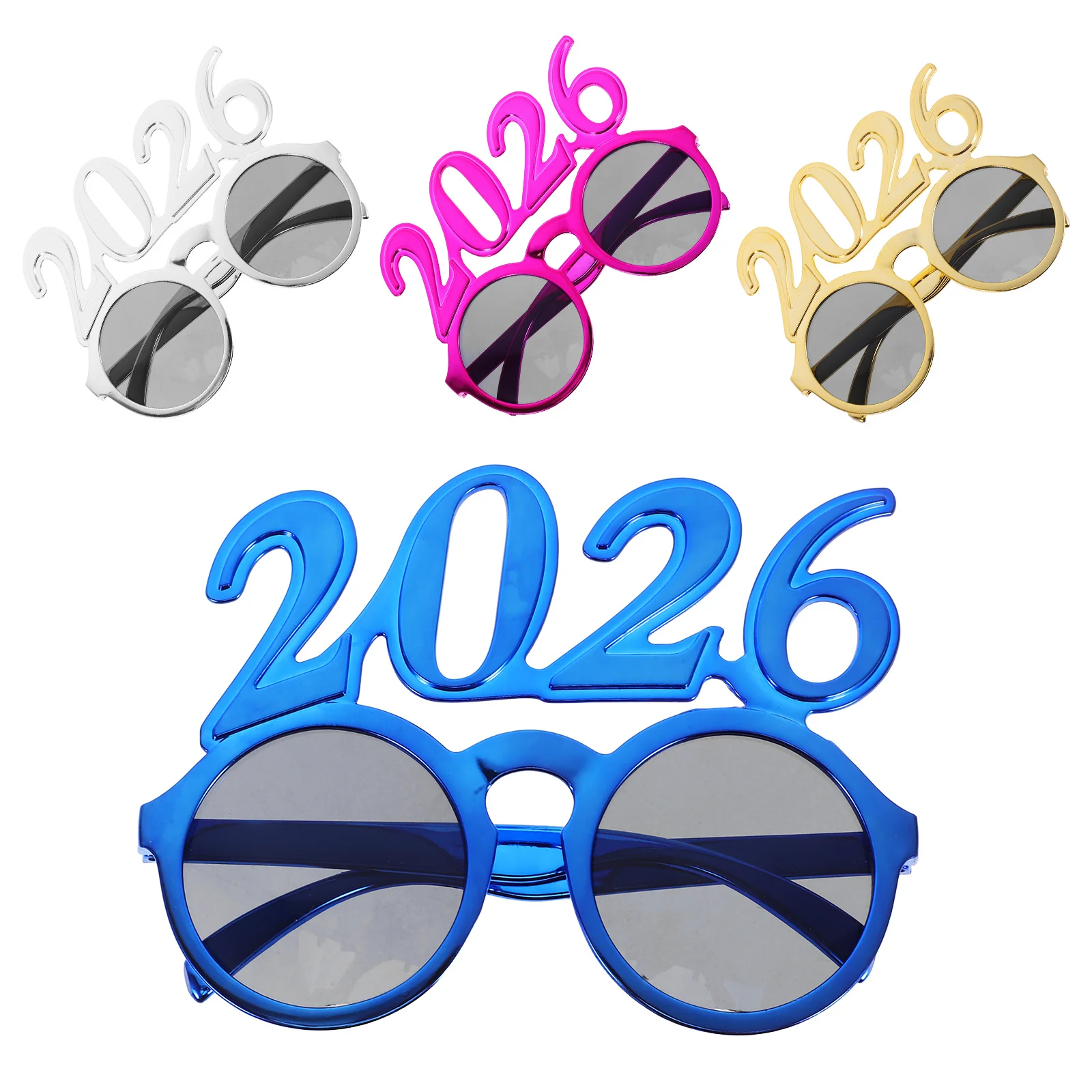 

4Pcs 2026 Number Glitter Eyeglasses Fun Party Glasses for New Year Eve Graduation Photo Booth Props Happy New Year Glasses