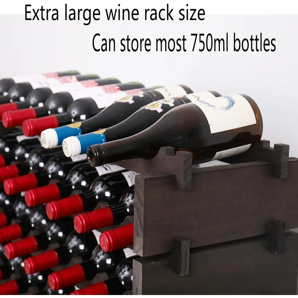 Madeira Autoportante Wine Rack Gabinete para Piso, Armazenamento Empilhável, Porta Garrafa De Vinho, 80 Garrafas