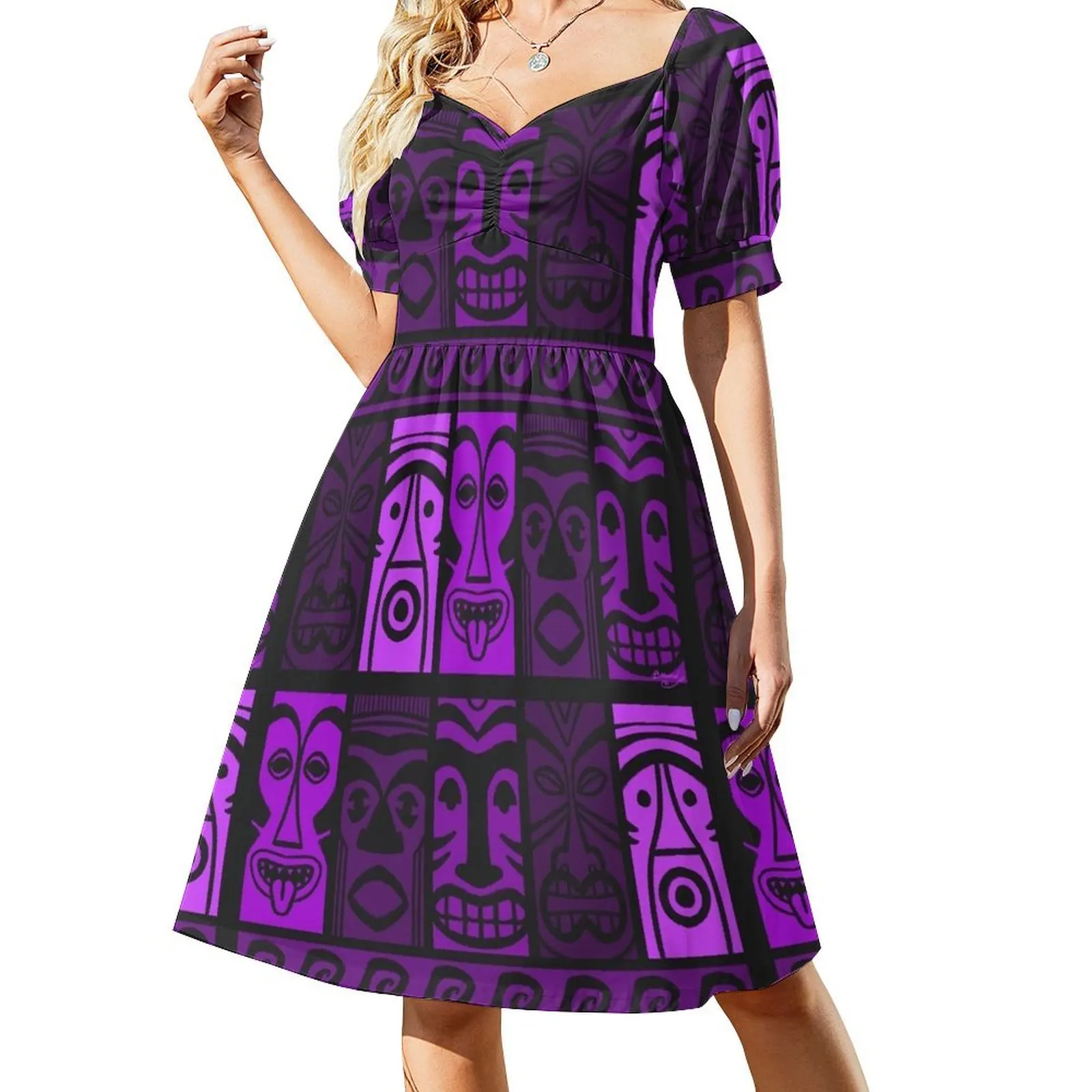 

Purple Tide Tikis! Short Sleeved Dress Summer dresses for women party dresses woman Dress