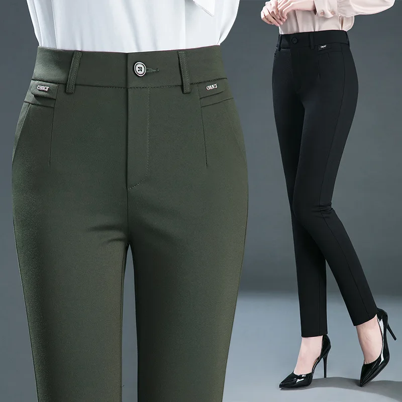 Multiple Pockets Y2k Clothes Straight Leg Pants Elegant Woman Dress Pants Women\'s Stretch Casual Trousers Clothing