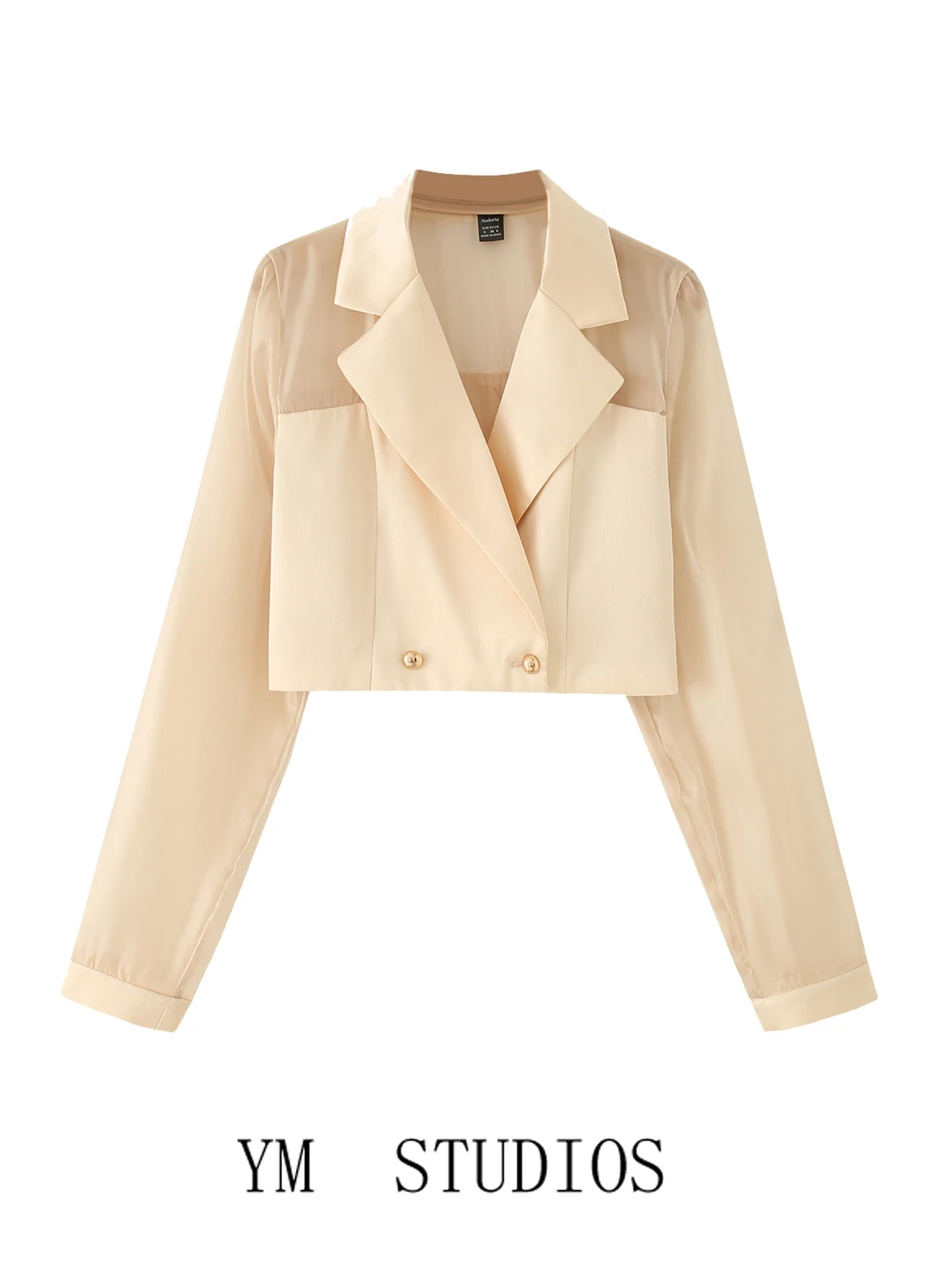 

Американский стильный костюмный пиджак для женщин: дизайнерский, прозрачный, из атласа с элементами пэчворка, верхняя одежда для офиса, с длинными рукавами