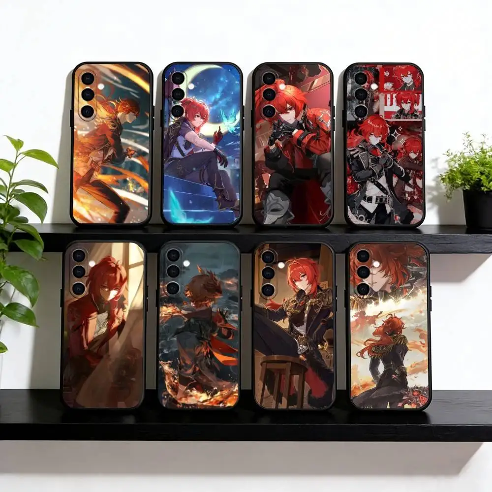 Dawn Winery Diluc Phone Case For Samsung Galaxy A73,A72,A71,A70,A53,A52,A51,Soft Silicone Black Cover