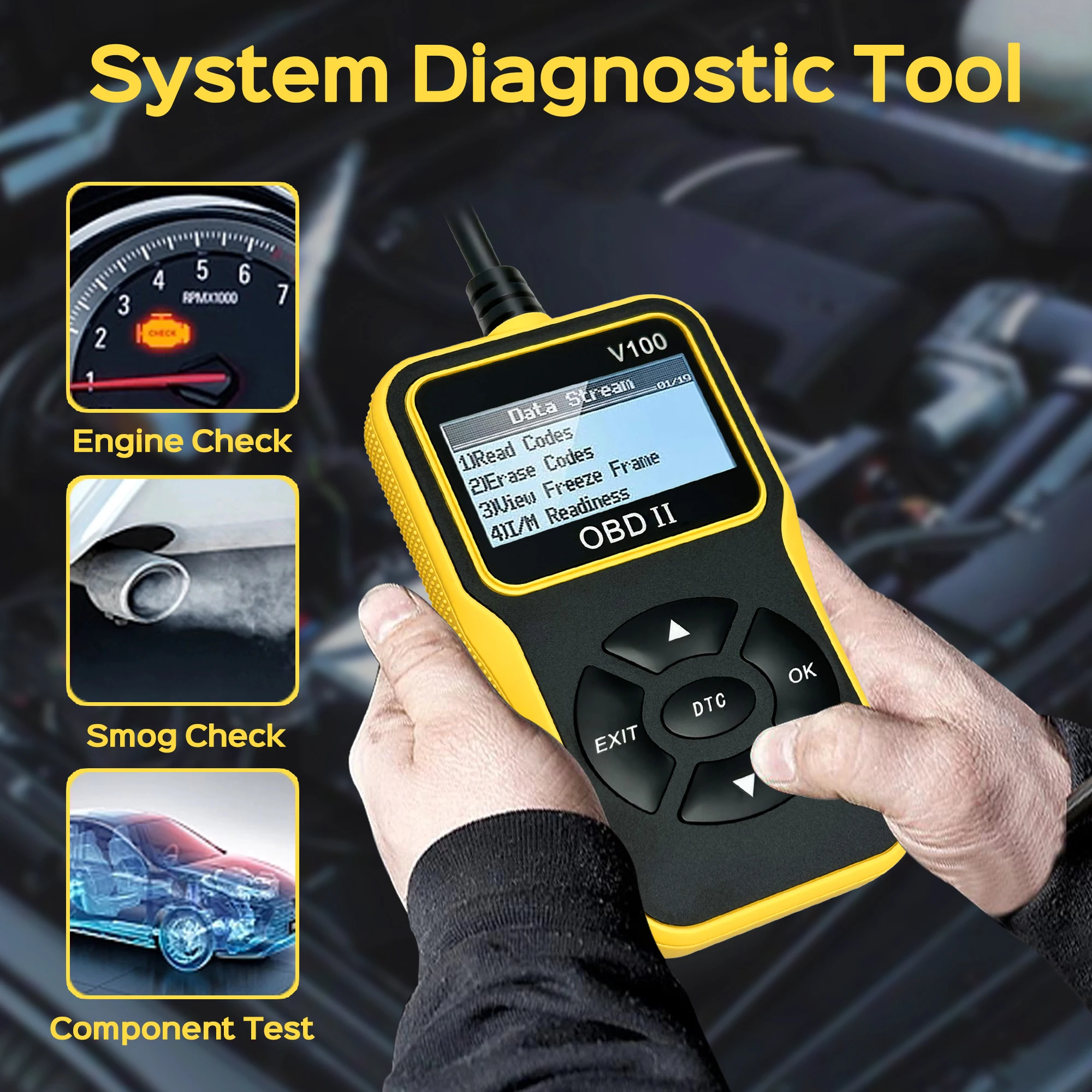 OBD2 Scanner Diagnostic Tool,Auto Check Engine Code Reader with Reset, Enhanced OBDII/EOBD Car Scan Tools