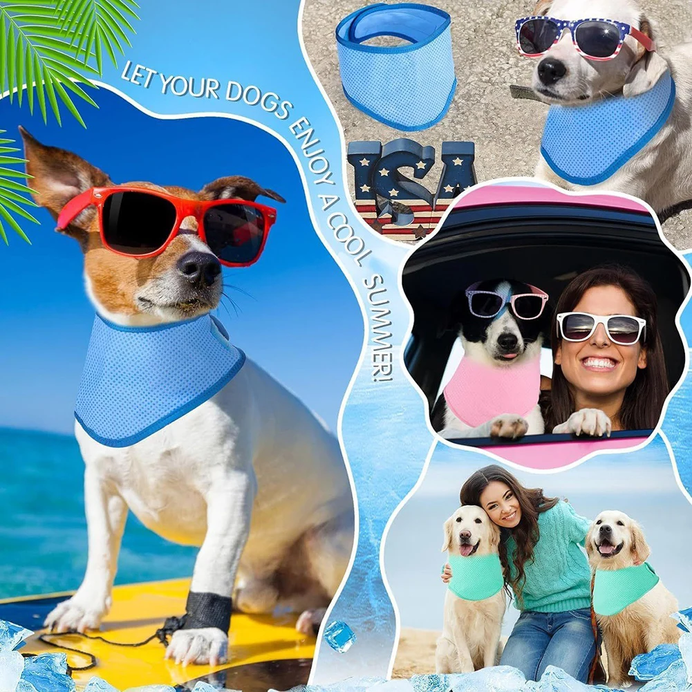 Cooling Dog-Bandana Pet Cooling Scarf For Summer Lightweight & Non-Restrictive Comfortable To Wear For Hot Weather For Cats Dogs