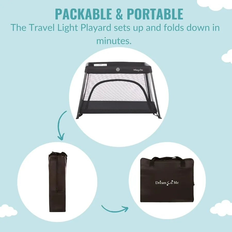 لعبة السفر الخفيفة مع باب شبكي بسحاب باللون الأسود